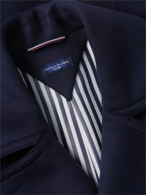 blue new york label wool blend relaxed peacoat for men tommy hilfiger