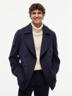New York Label Wool Blend Relaxed Peacoat — Blue 1
