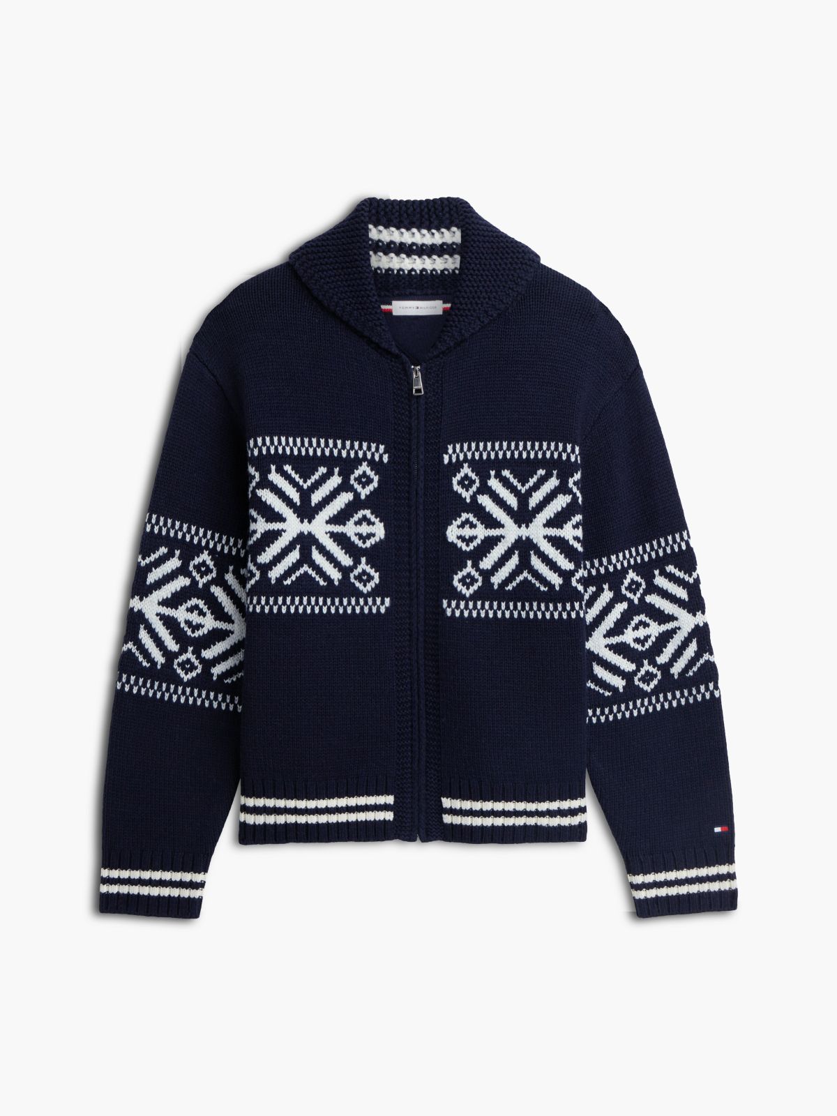 Fair Isle Wool Blend Varsity Jacket — Blue