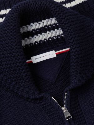 blue fair isle wool blend varsity jacket for men tommy hilfiger