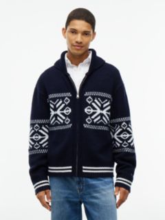 Fair Isle Wool Blend Varsity Jacket — Blue 1