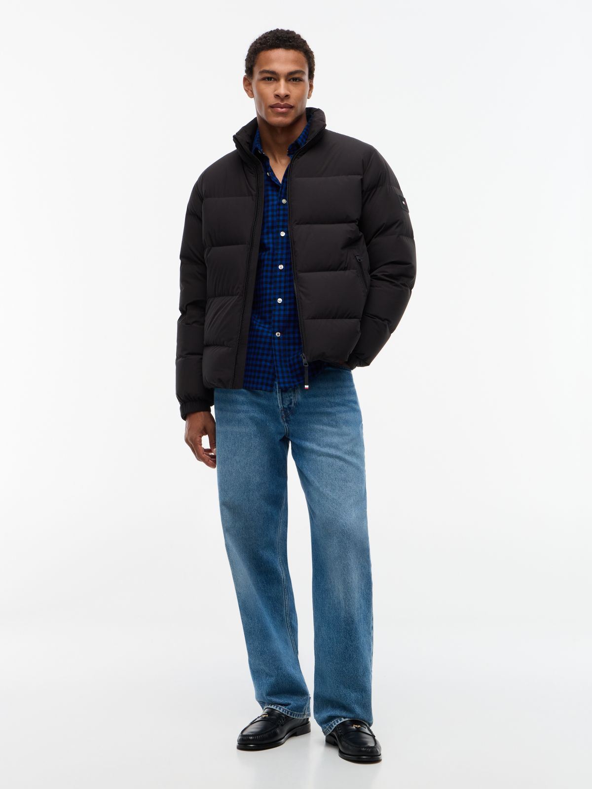 Logo Patch Down Puffer Jacket — Black