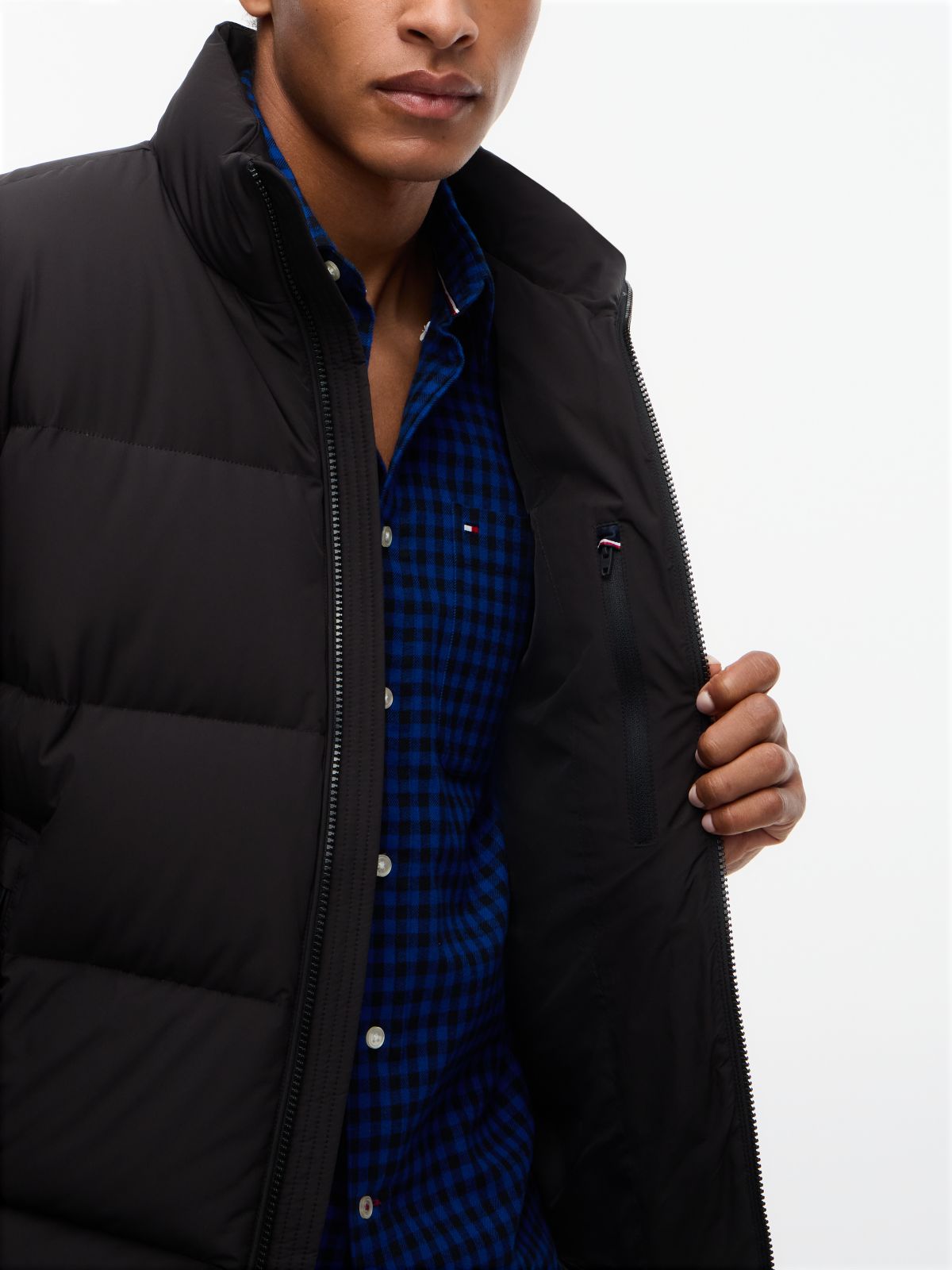 Logo Patch Down Puffer Jacket — Black