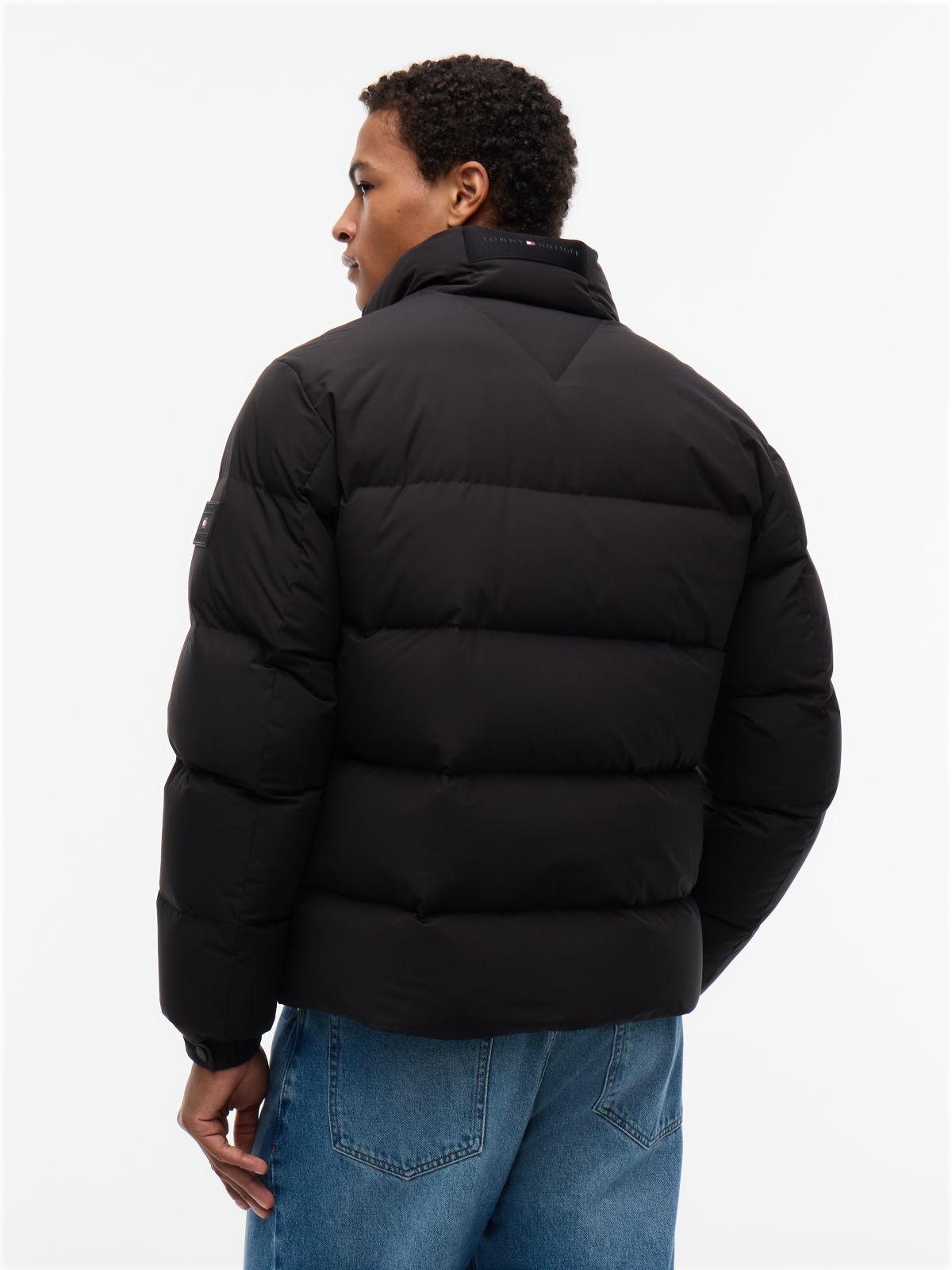 Logo Patch Down Puffer Jacket — Black
