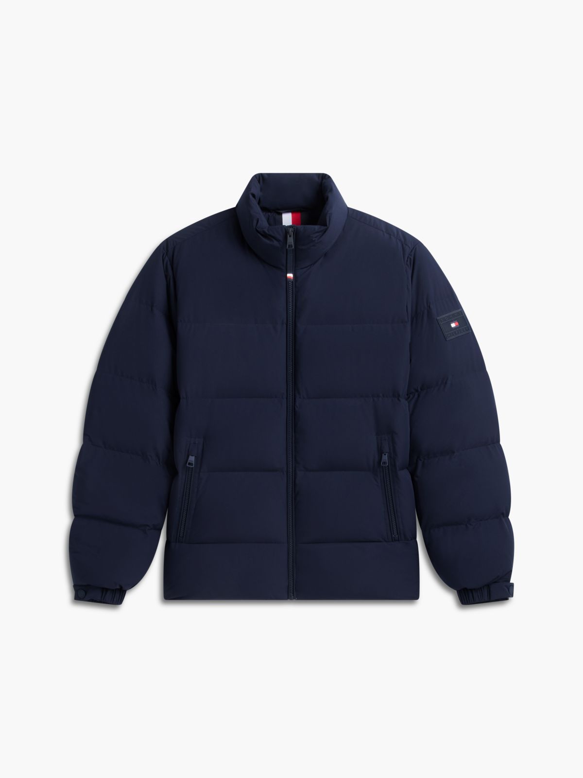 Logo Patch Down Puffer Jacket — Blue