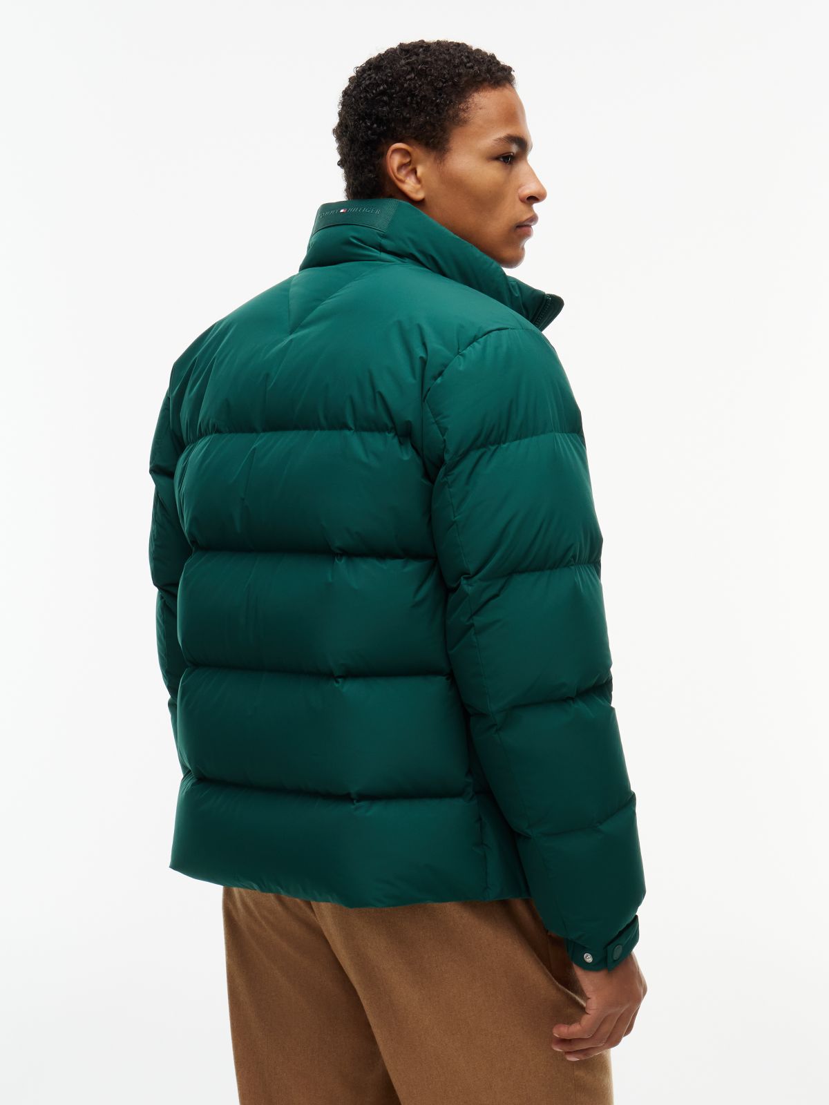Logo Patch Down Puffer Jacket — Green
