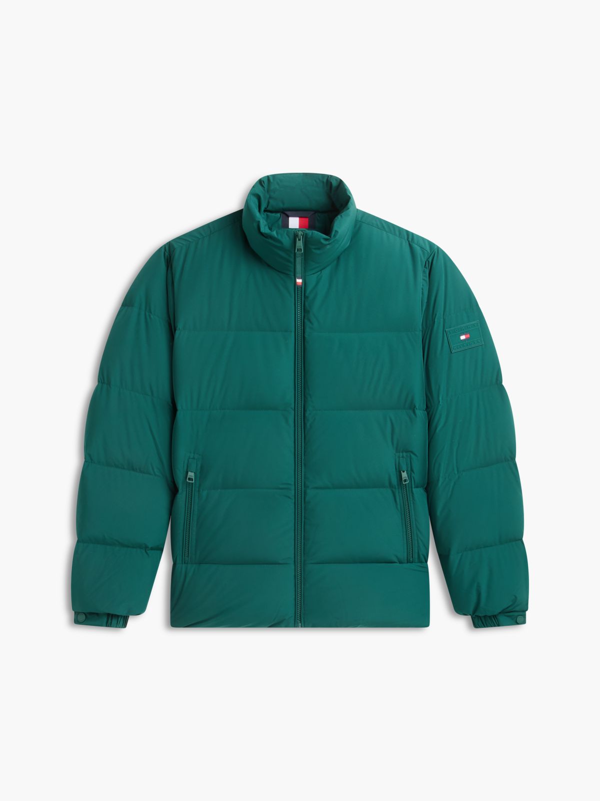 Logo Patch Down Puffer Jacket — Green