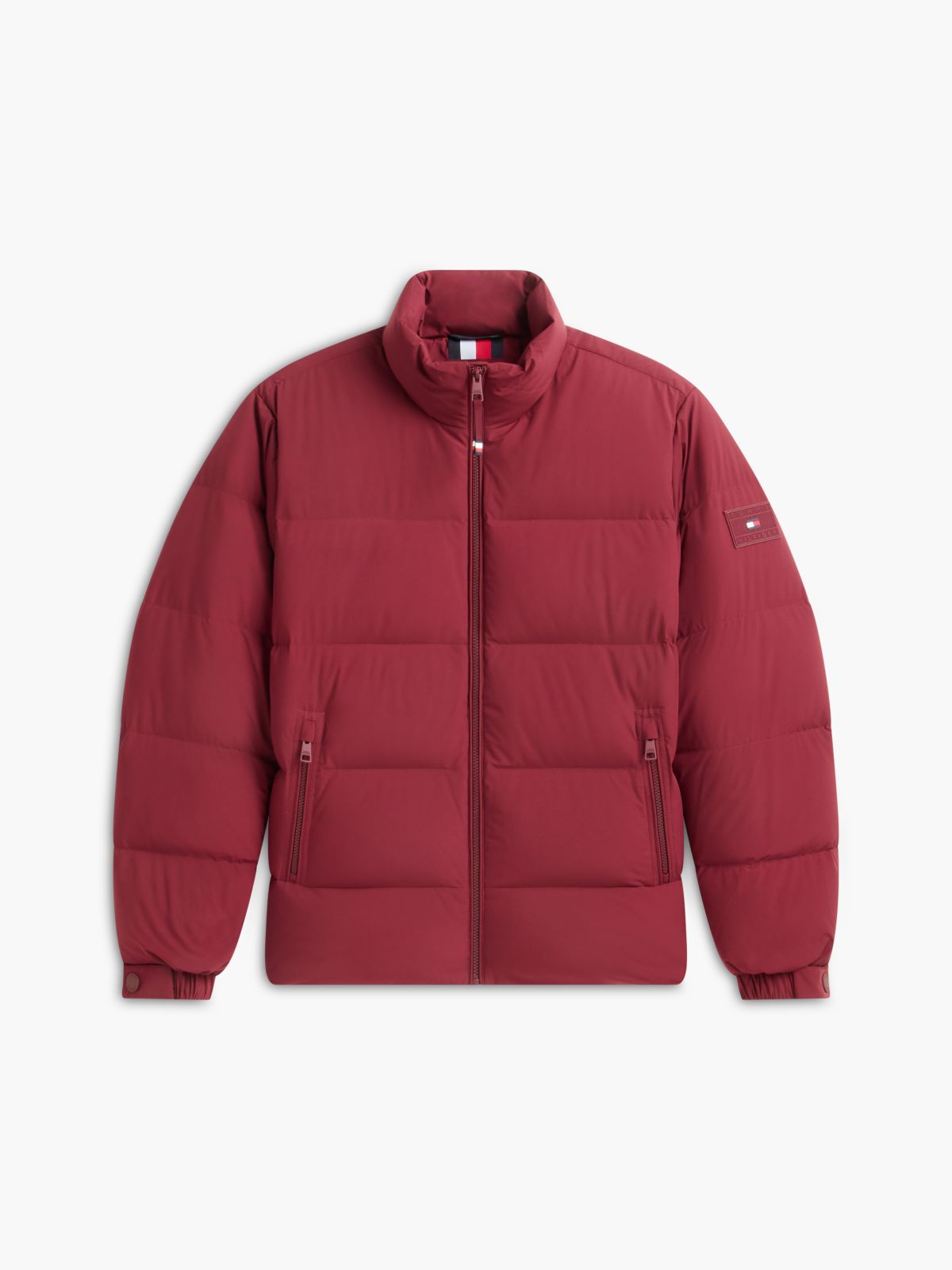 Logo Patch Down Puffer Jacket — Red