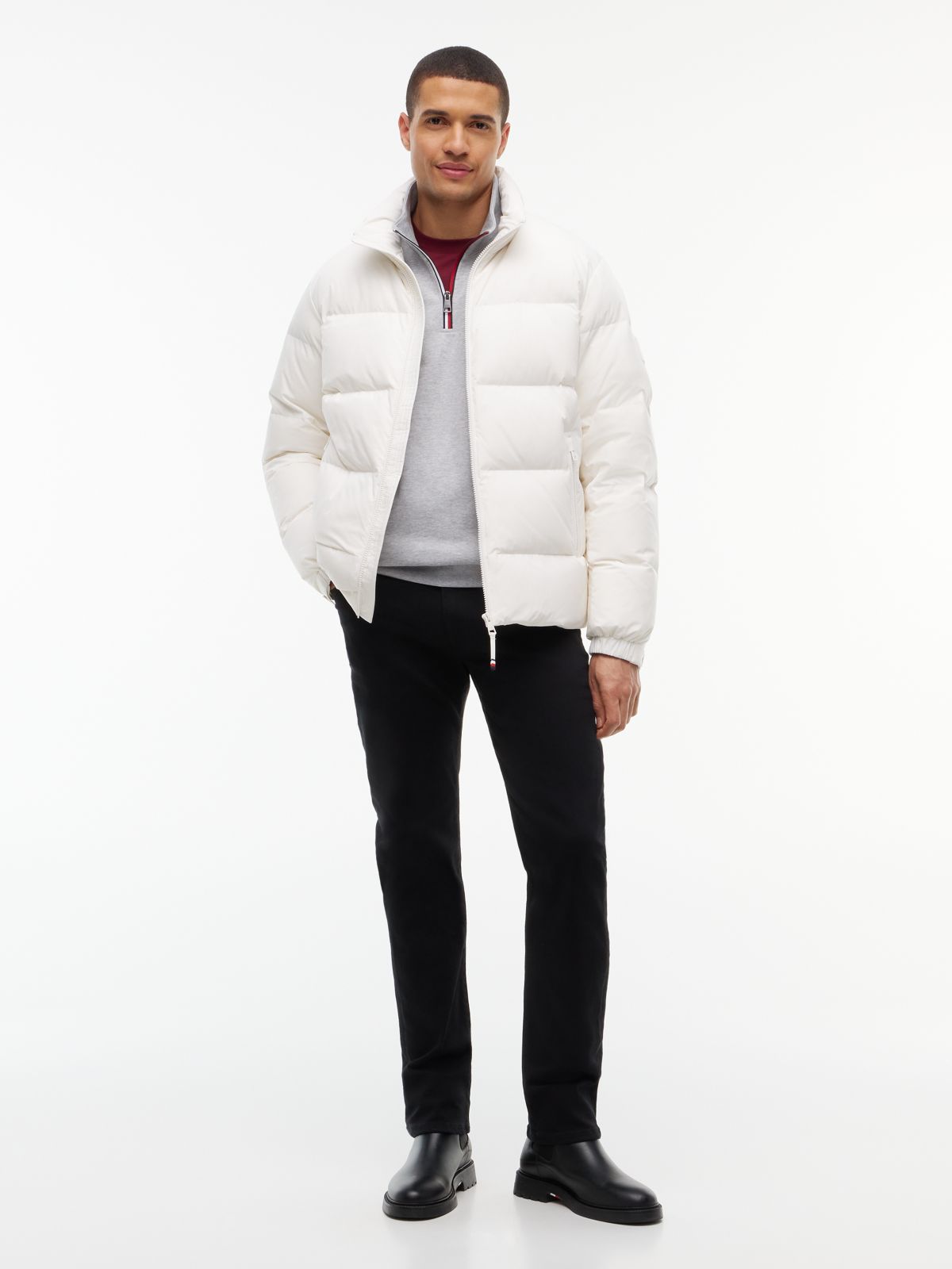 Logo Patch Down Puffer Jacket — White