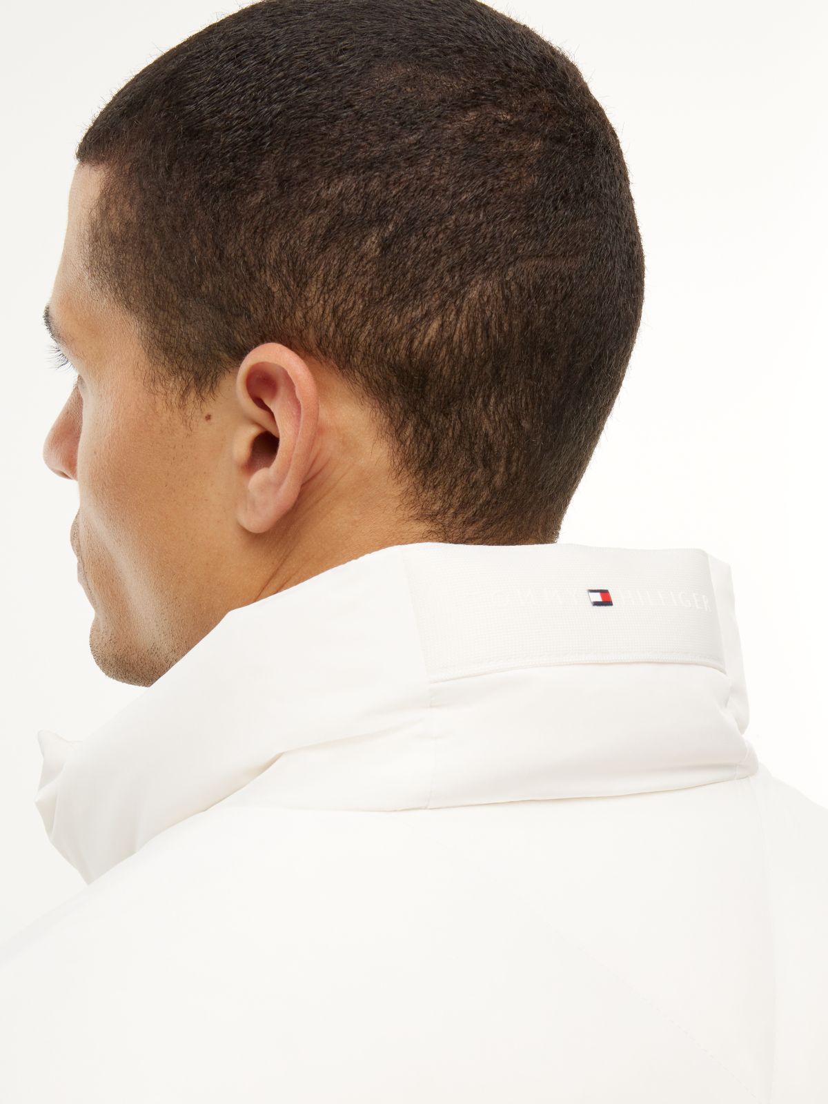 Logo Patch Down Puffer Jacket — White