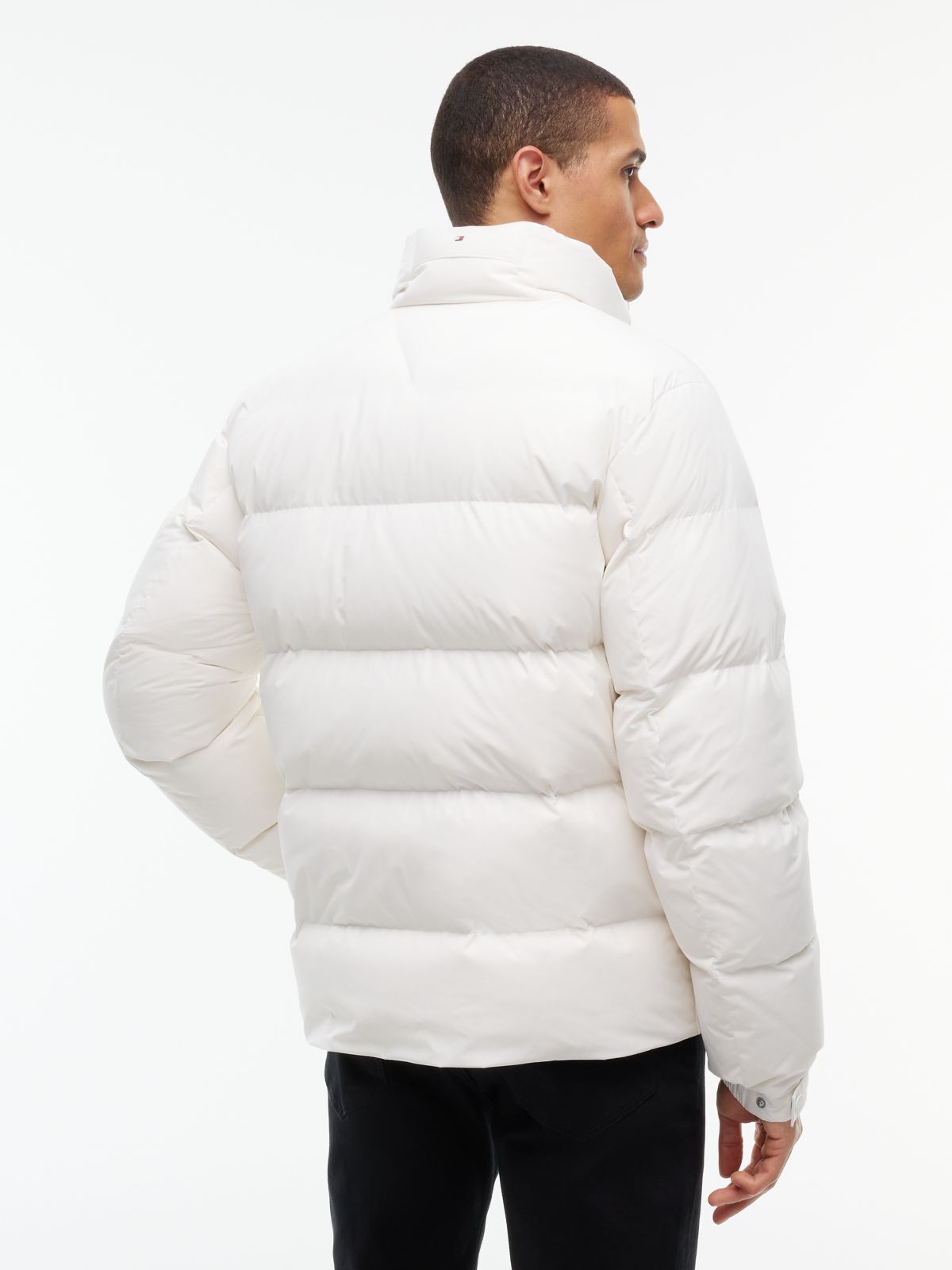 Logo Patch Down Puffer Jacket — White