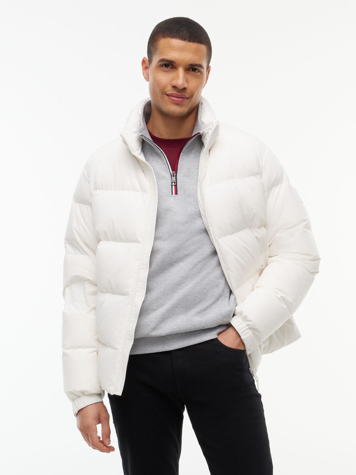 Logo Patch Down Puffer Jacket — White