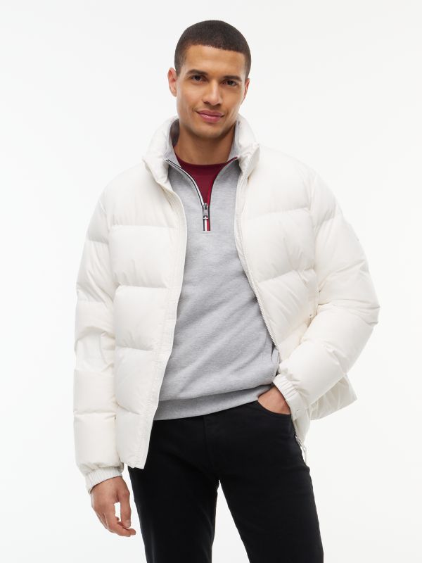 Logo Patch Down Puffer Jacket — White