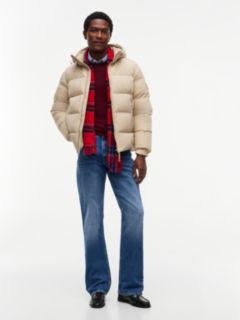 Logo Patch Down Hooded Puffer Jacket — Beige 2