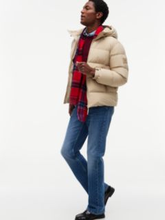 Logo Patch Down Hooded Puffer Jacket — Beige 5