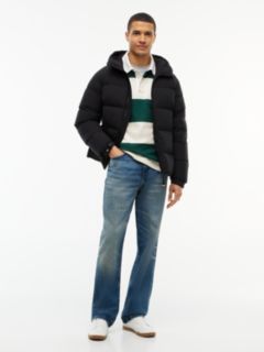 Logo Patch Down Hooded Puffer Jacket — Black 2