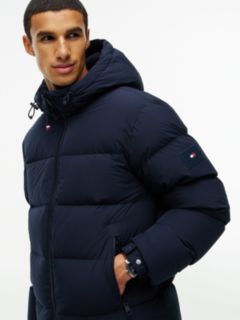 Logo Patch Down Hooded Puffer Jacket — Blue 5