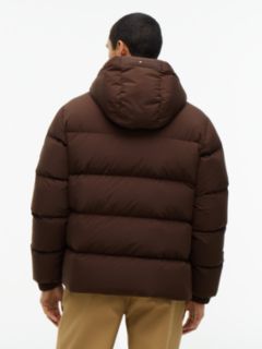 Logo Patch Down Hooded Puffer Jacket — Brown 5