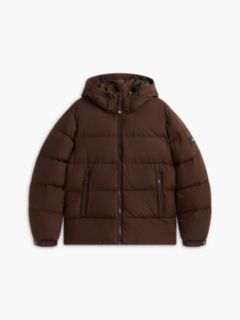 Logo Patch Down Hooded Puffer Jacket — Brown 6