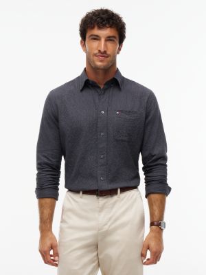 grey relaxed fit soft textured shirt for men tommy hilfiger