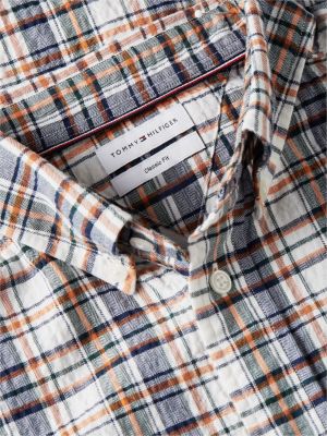 blue relaxed fit soft textured check shirt for men tommy hilfiger