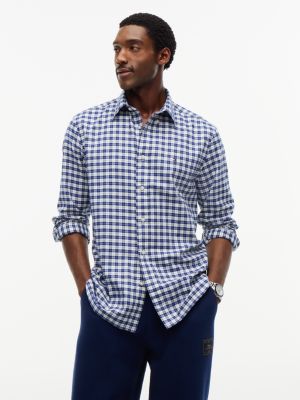 camicia relaxed fit in flanella a quadri blue da uomini tommy hilfiger