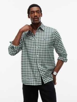camicia relaxed fit in flanella a quadri green da uomini tommy hilfiger