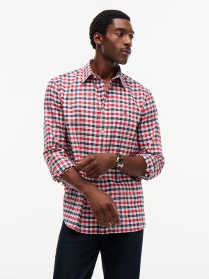 camicia relaxed fit in flanella a quadri red da uomini tommy hilfiger