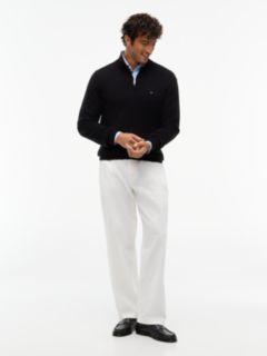 Wide Rib-Knit Quarter-Zip Jumper — Black 2