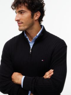 Wide Rib-Knit Quarter-Zip Jumper — Black 3