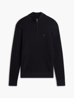 Wide Rib-Knit Quarter-Zip Jumper — Black 5