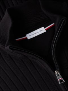 Wide Rib-Knit Quarter-Zip Jumper — Black 6