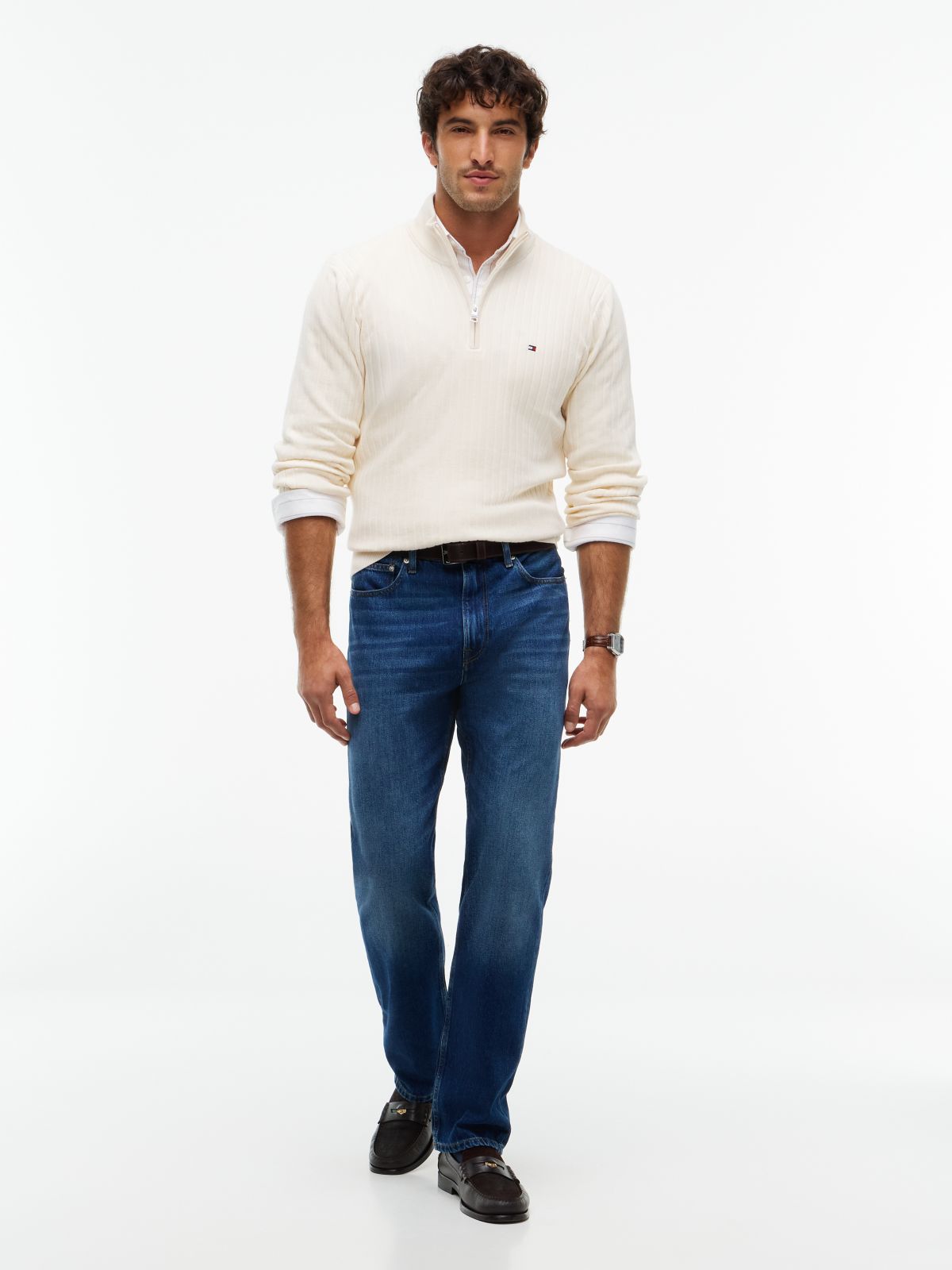 Wide Rib-Knit Quarter-Zip Jumper — Yellow