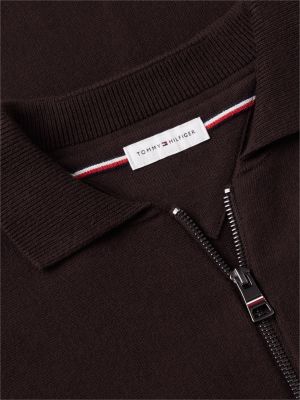 brown relaxed milano polo collar jumper for men tommy hilfiger