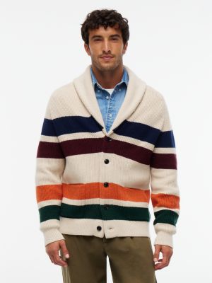 beige ribbed relaxed shawl cardigan with wool for men tommy hilfiger