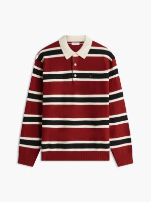 red mixed stripe relaxed rugby jumper for men tommy hilfiger