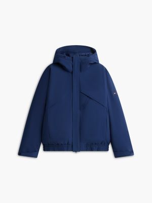 blue performance triple-layer water repellent hooded jacket for men tommy hilfiger