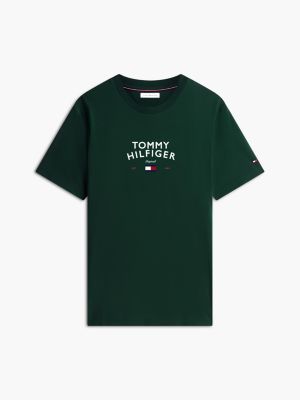 green arch logo crew neck t-shirt for men tommy hilfiger