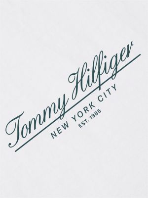 t-shirt en jersey à col ras-du-cou et logo blanc pour hommes tommy hilfiger