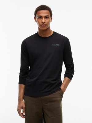 black logo jersey long sleeve t-shirt for men tommy hilfiger