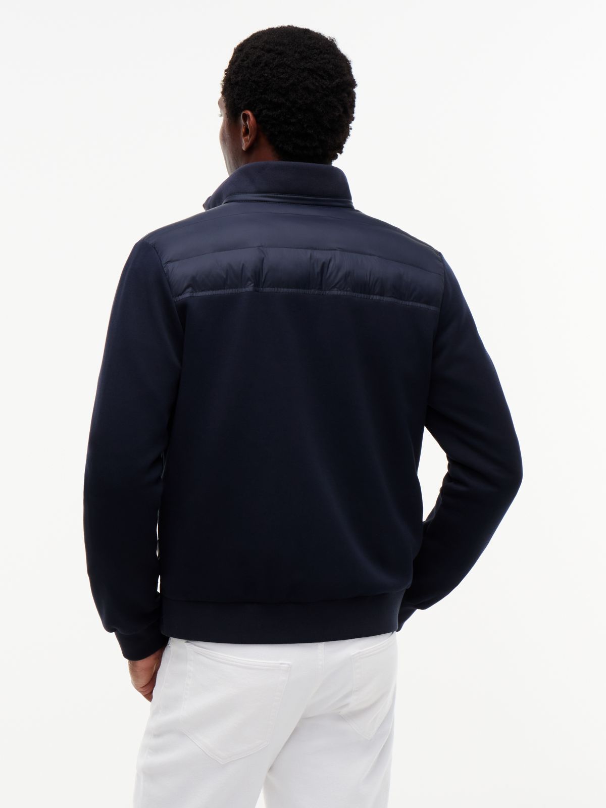 Mixed Texture Zip-Thru Sweatshirt — Blue