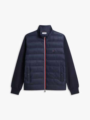 blue mixed texture zip-thru sweatshirt for men tommy hilfiger