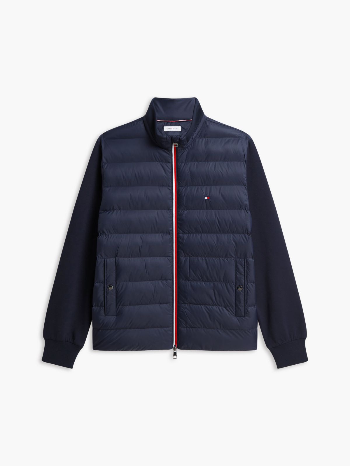 Mixed Texture Zip-Thru Sweatshirt — Blue