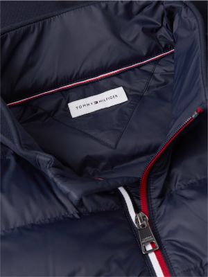 blue mixed texture zip-thru sweatshirt for men tommy hilfiger