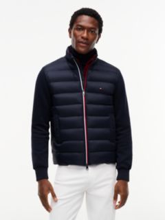 Mixed Texture Zip-Thru Sweatshirt — Blue 1