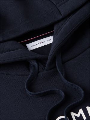blue arch logo fleece drawstring hoody for men tommy hilfiger