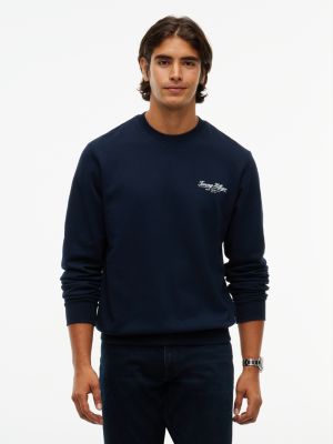 blue logo terry sweatshirt for men tommy hilfiger