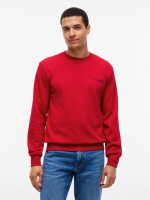 red logo terry sweatshirt for men tommy hilfiger