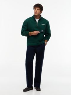 Drawstring Hem Relaxed Quarter-Zip Sweatshirt — Green 2