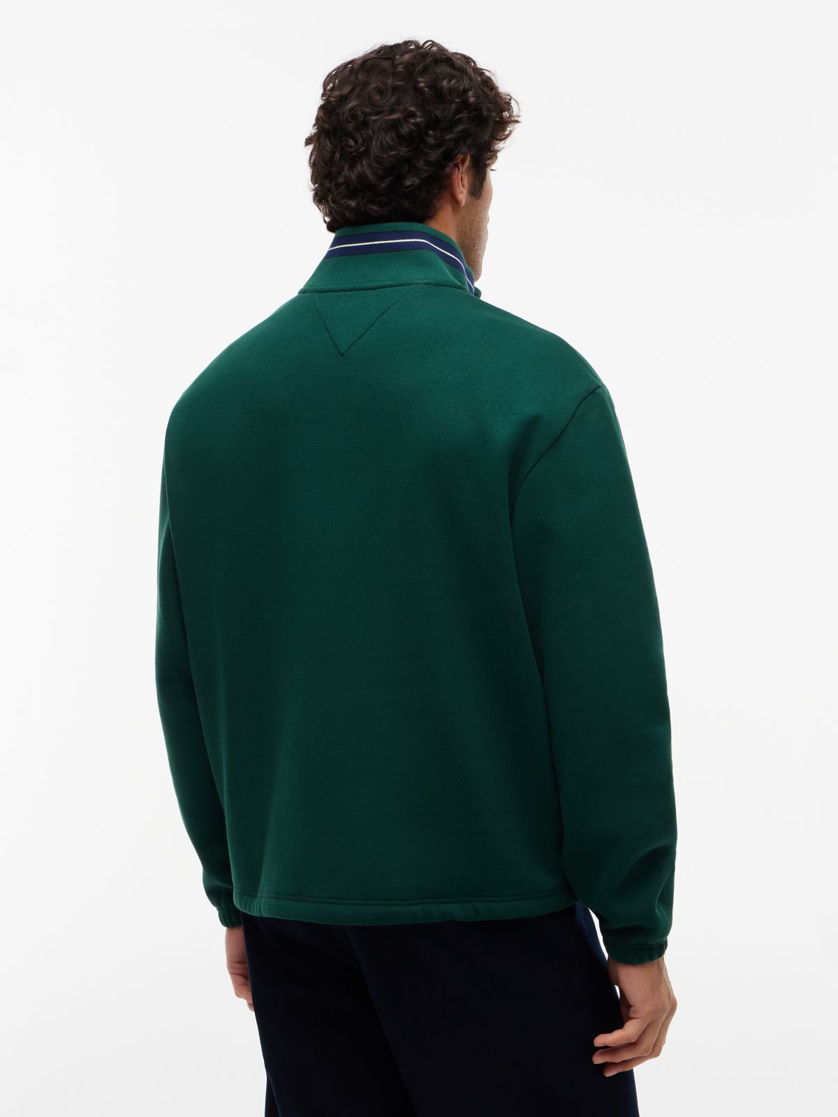 Drawstring Hem Relaxed Quarter-Zip Sweatshirt — Green